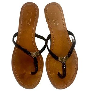 Coach Rachel thong flip-flop patent leather sandals size 6 1/2